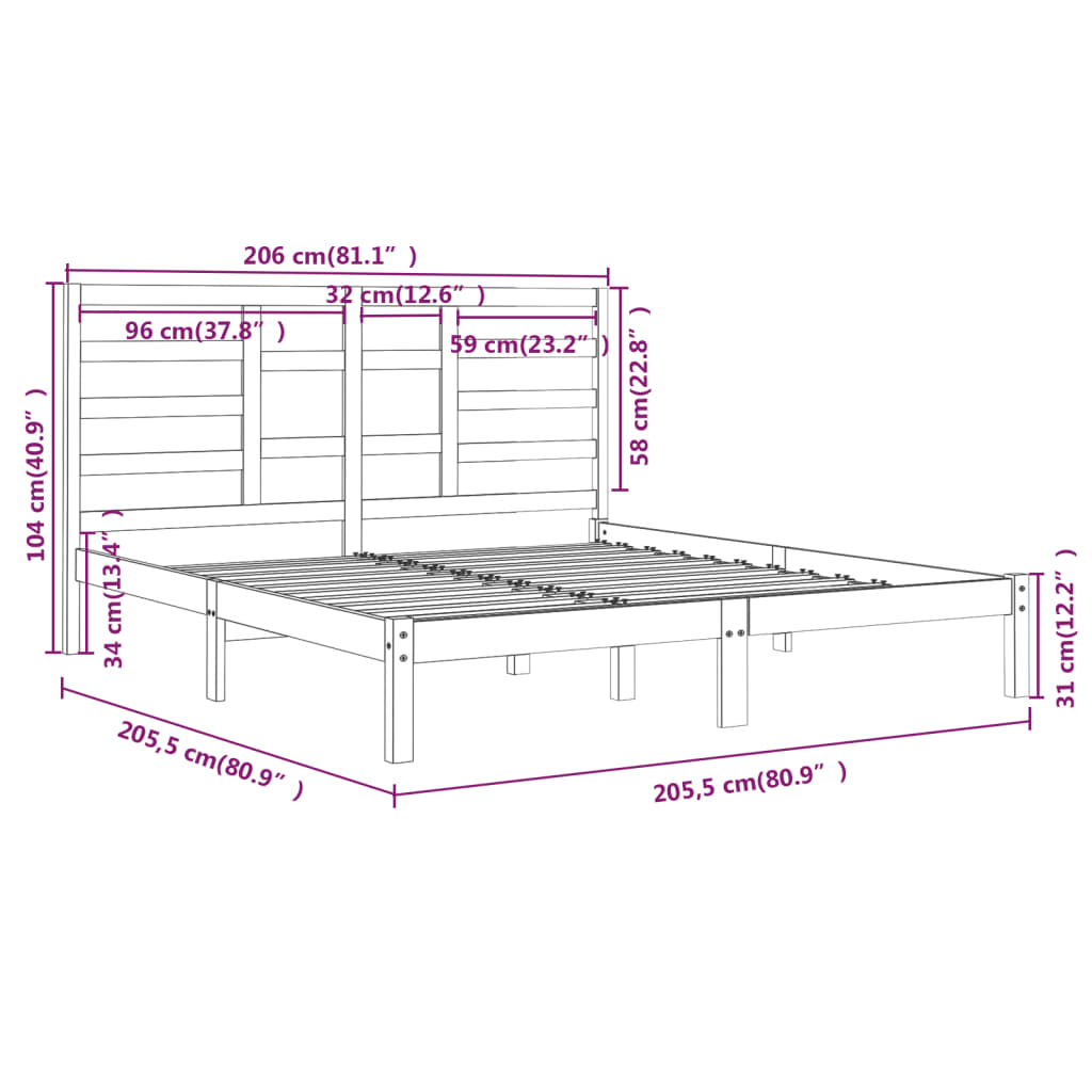 Sengeramme honningbrun heltre200x200 cm