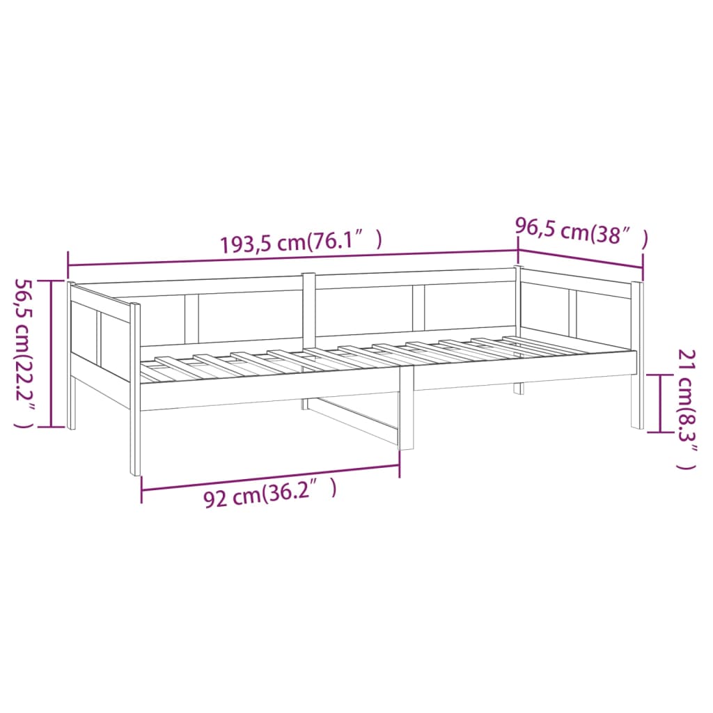 Dagseng honningbrun heltre furu 90x190 cm