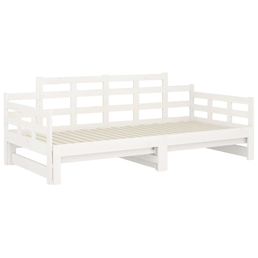Uttrekkbar dagseng hvit heltre furu 2x(80x200) cm