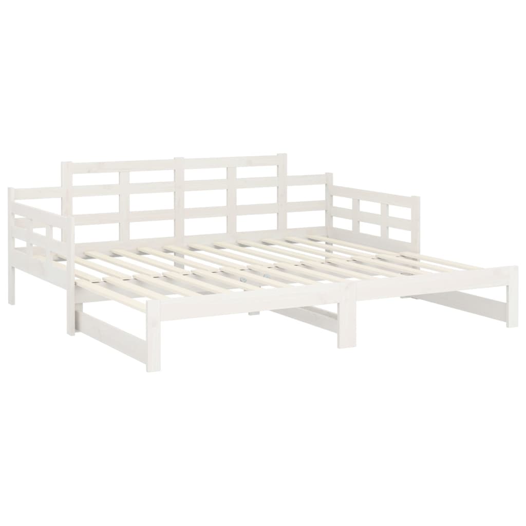 Uttrekkbar dagseng hvit heltre furu 2x(80x200) cm