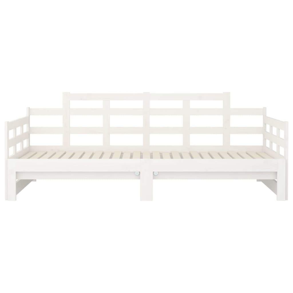 Uttrekkbar dagseng hvit heltre furu 2x(80x200) cm