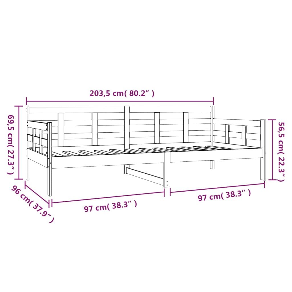 Dagseng hvit heltre furu 90x200 cm