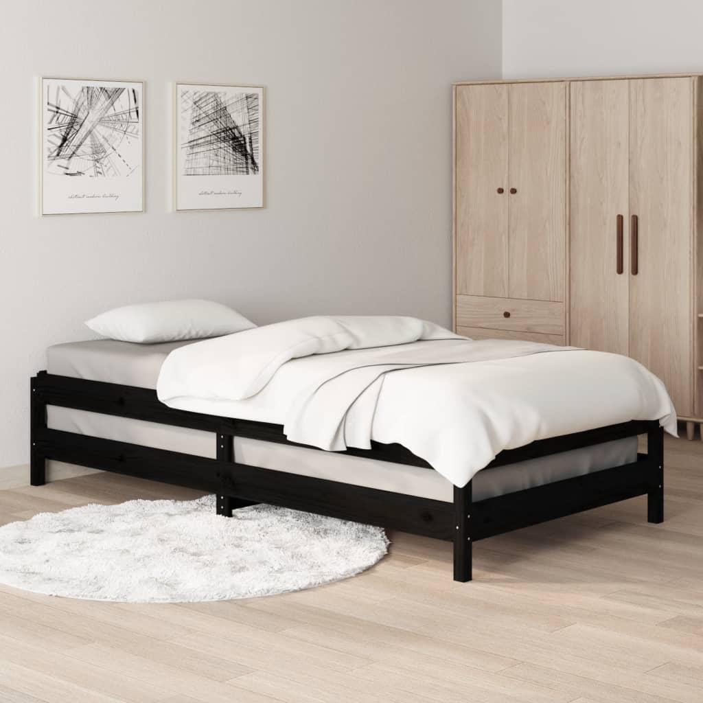 Stableseng svart 90x200 cm heltre furu