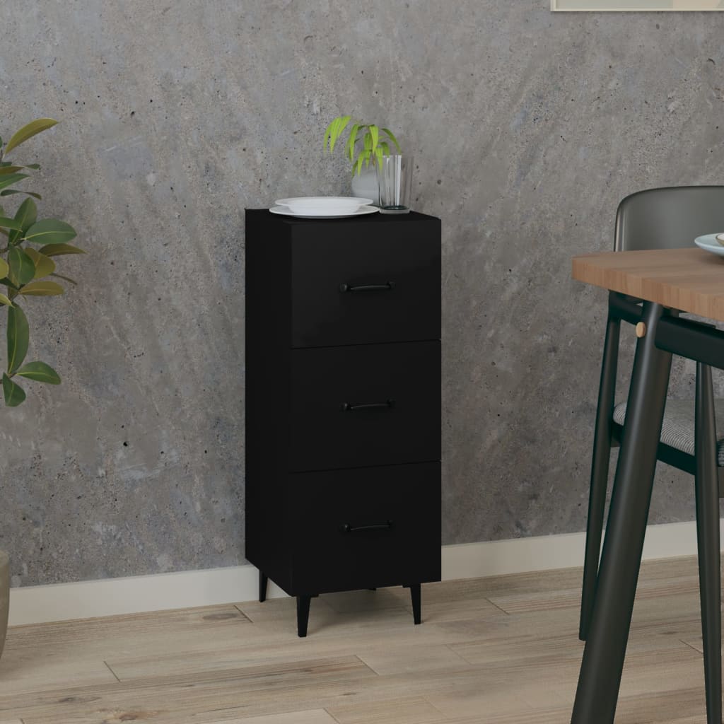 Skjenk svart 34,5x34x90 cm konstruert tre