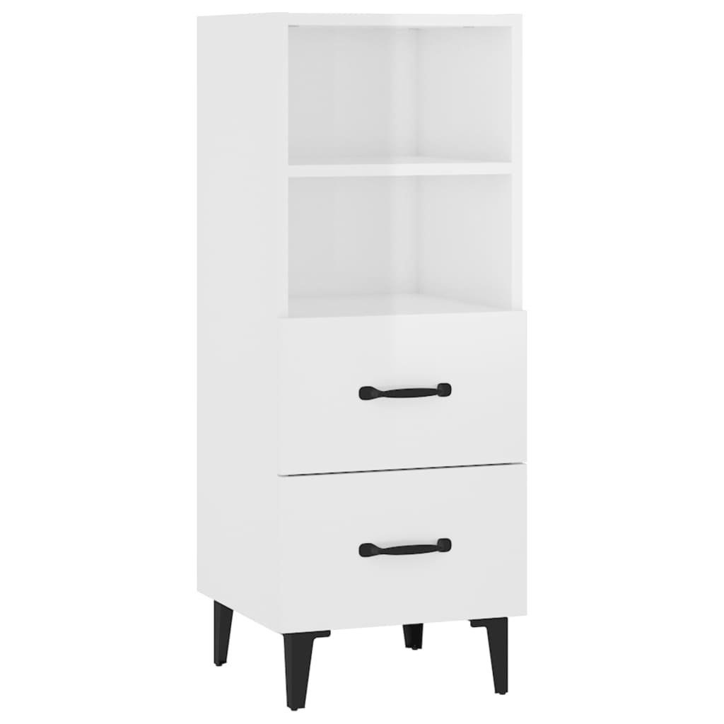 Skjenk høyglans hvit 34,5x34x90 cm konstruert tre
