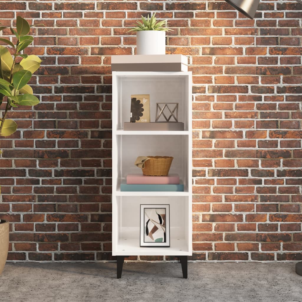 Skjenk høyglans hvit 34,5x32,5x90 cm konstruert tre