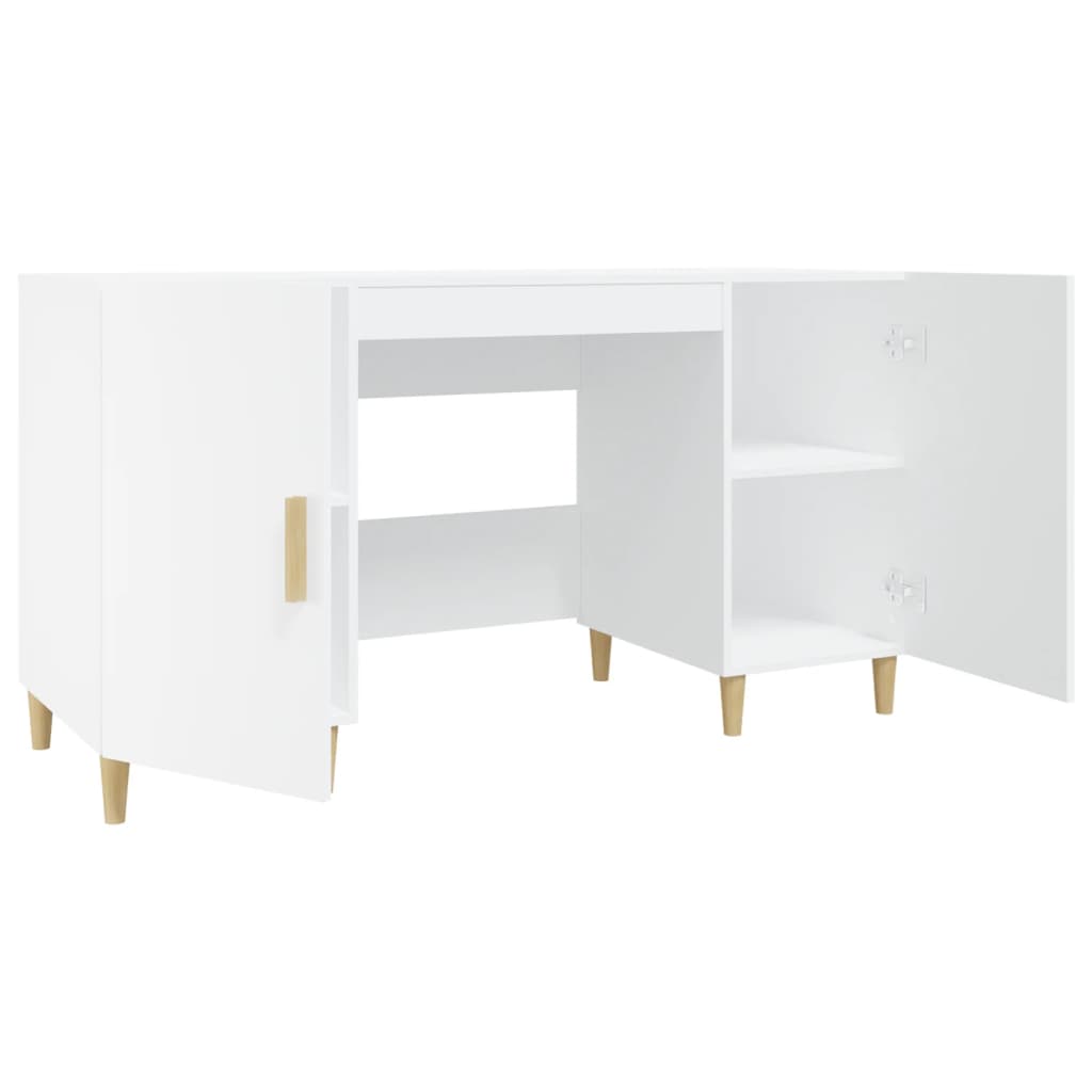 Skrivebord hvit 140x50x75 cm konstruert tre