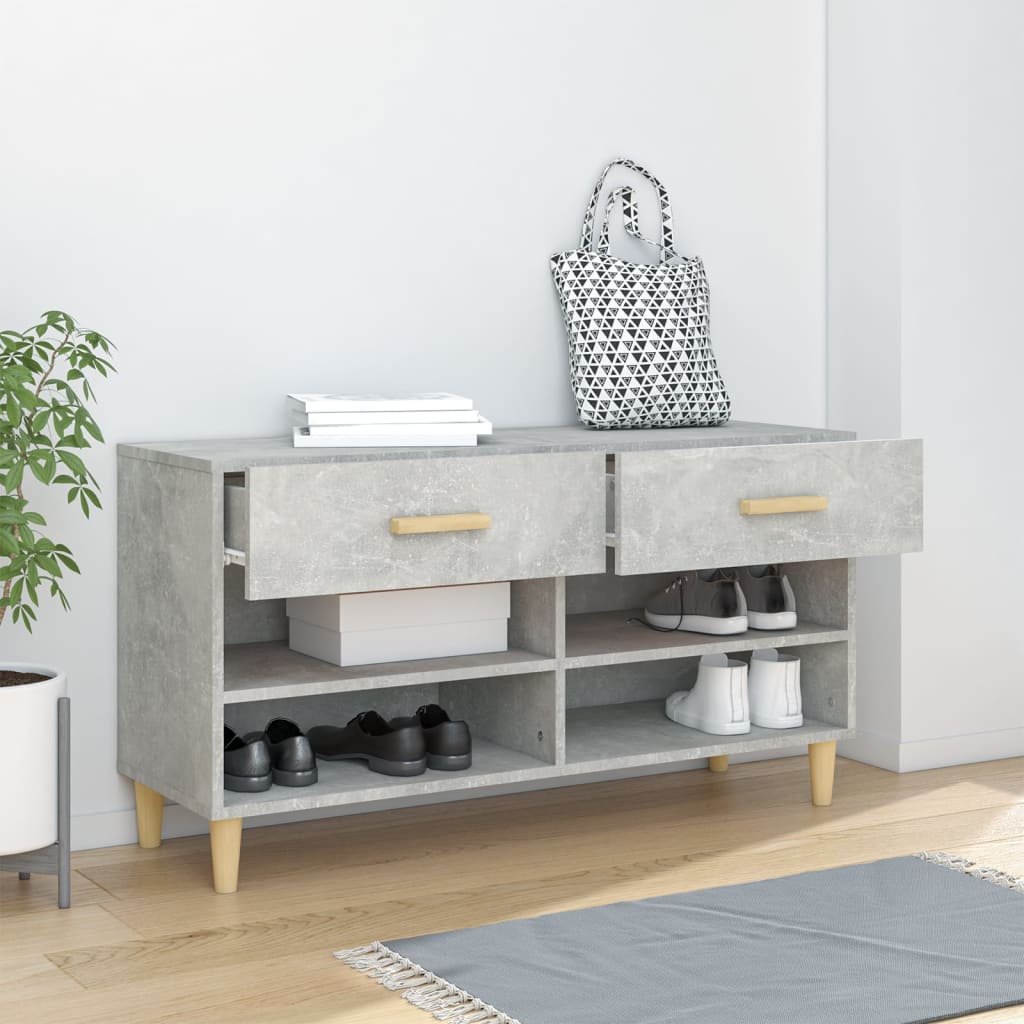 Skoskap betonggrå 102x35x55 cm konstruert tre