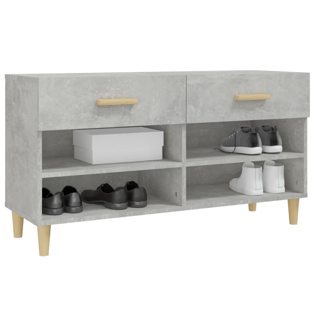 Skoskap betonggrå 102x35x55 cm konstruert tre