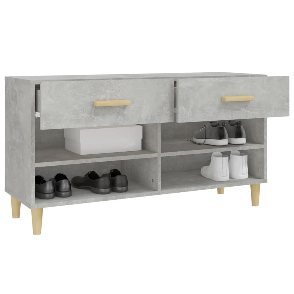 Skoskap betonggrå 102x35x55 cm konstruert tre