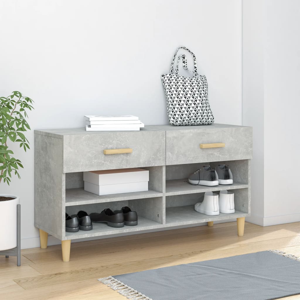 Skoskap betonggrå 102x35x55 cm konstruert tre