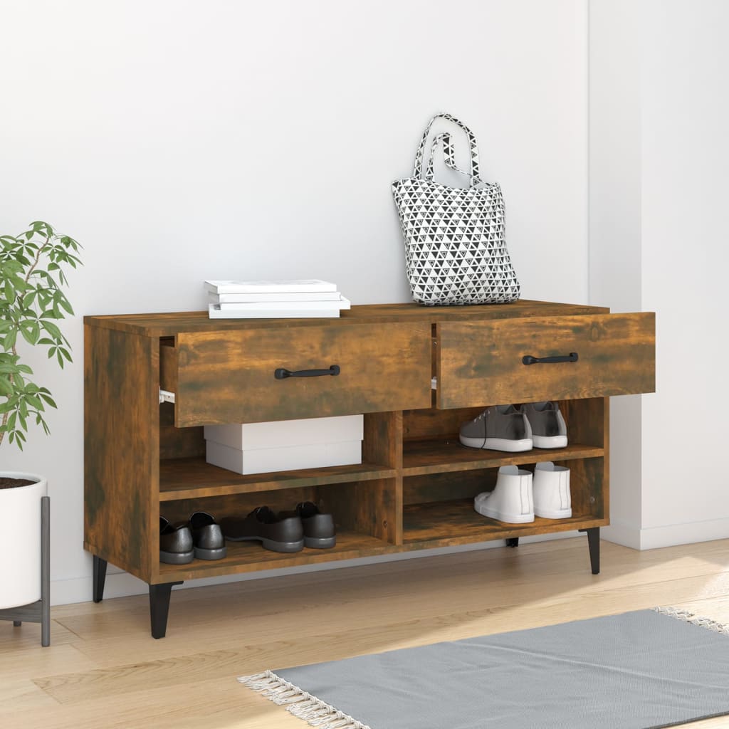 Skoskap røkt eik 102x35x55 cm konstruert tre