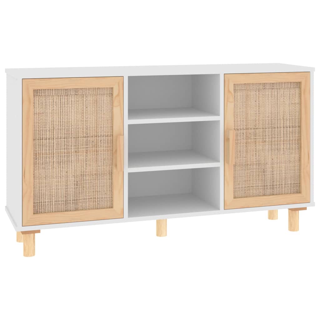 Skjenk hvit 105x30x60 cm heltre furu og naturrotting