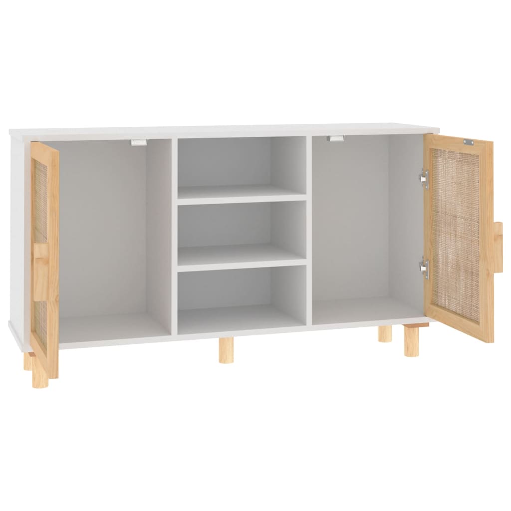 Skjenk hvit 105x30x60 cm heltre furu og naturrotting
