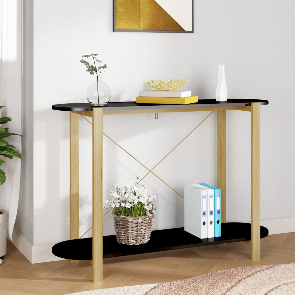 Konsollbord svart 110x38x75 cm konstruert tre