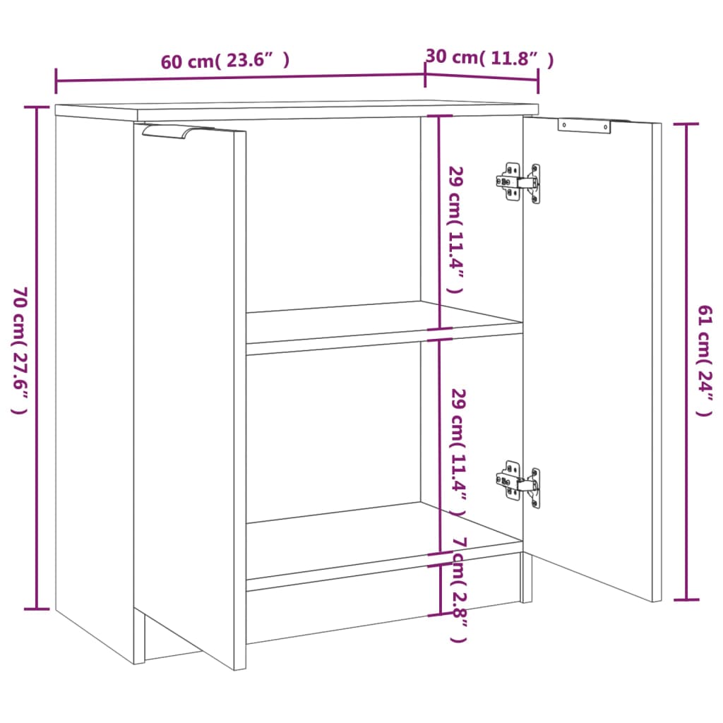 Skjenker 2 stk betonggrå 60x30x70 cm konstruert tre