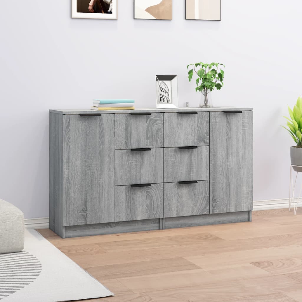 Skjenker 2 stk grå sonoma 60x30x70 cm konstruert tre