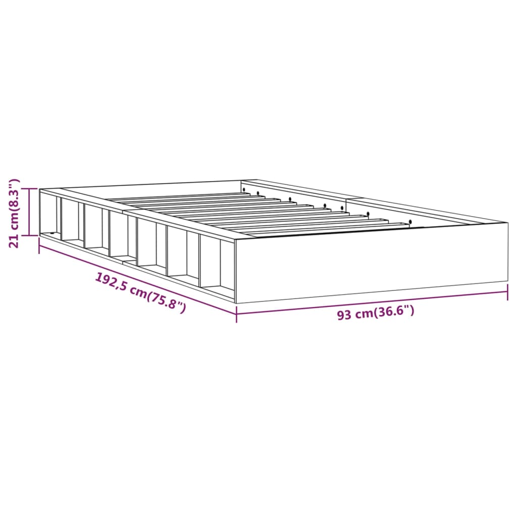 Sengeramme svart 75x190 cm Small Single heltre