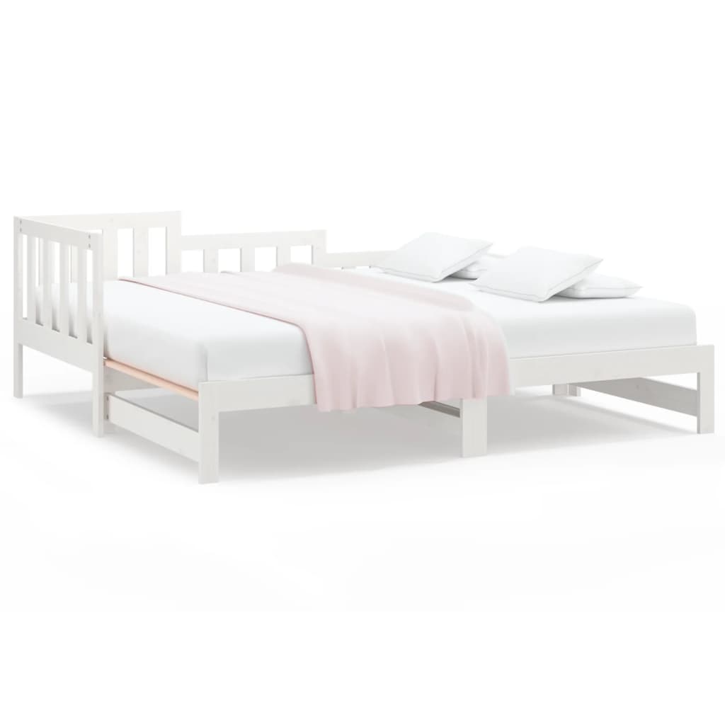 Uttrekkbar dagseng hvit 2x(90x190) cm heltre furu