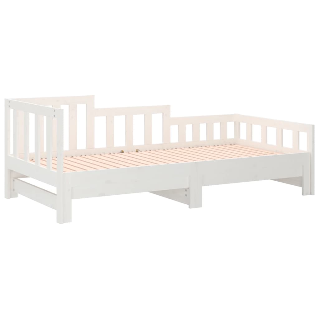 Uttrekkbar dagseng hvit 2x(90x190) cm heltre furu
