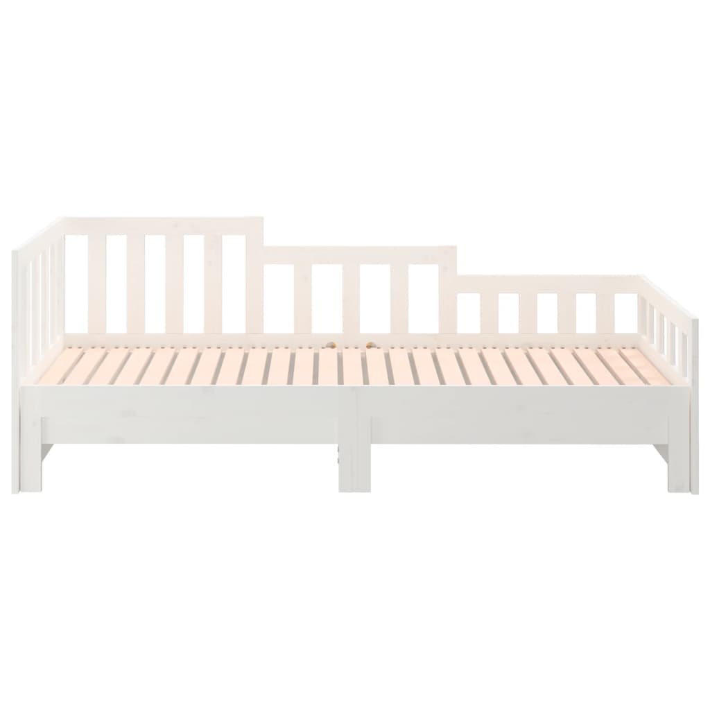 Uttrekkbar dagseng hvit 2x(90x190) cm heltre furu