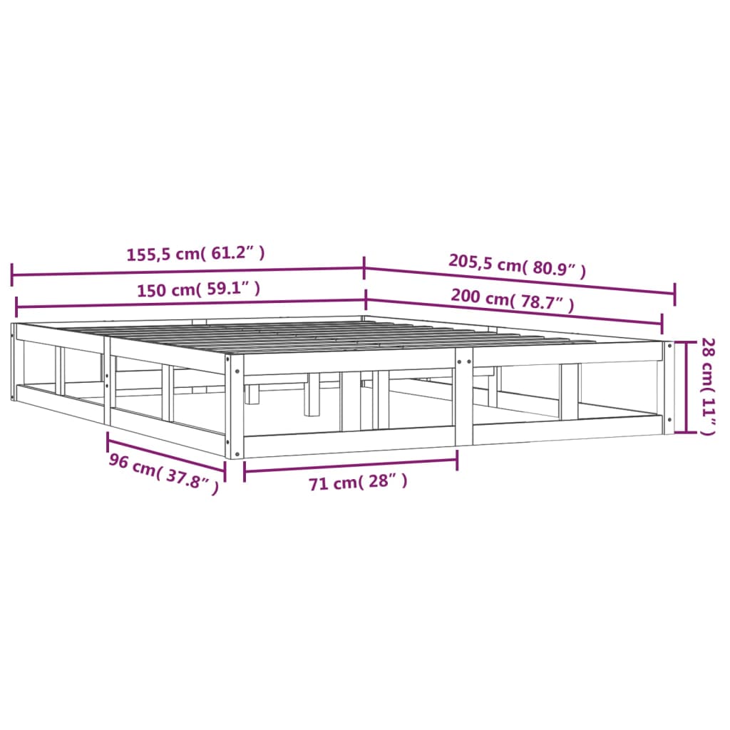 Sengeramme honningbrun 150x200 cm King Size heltre