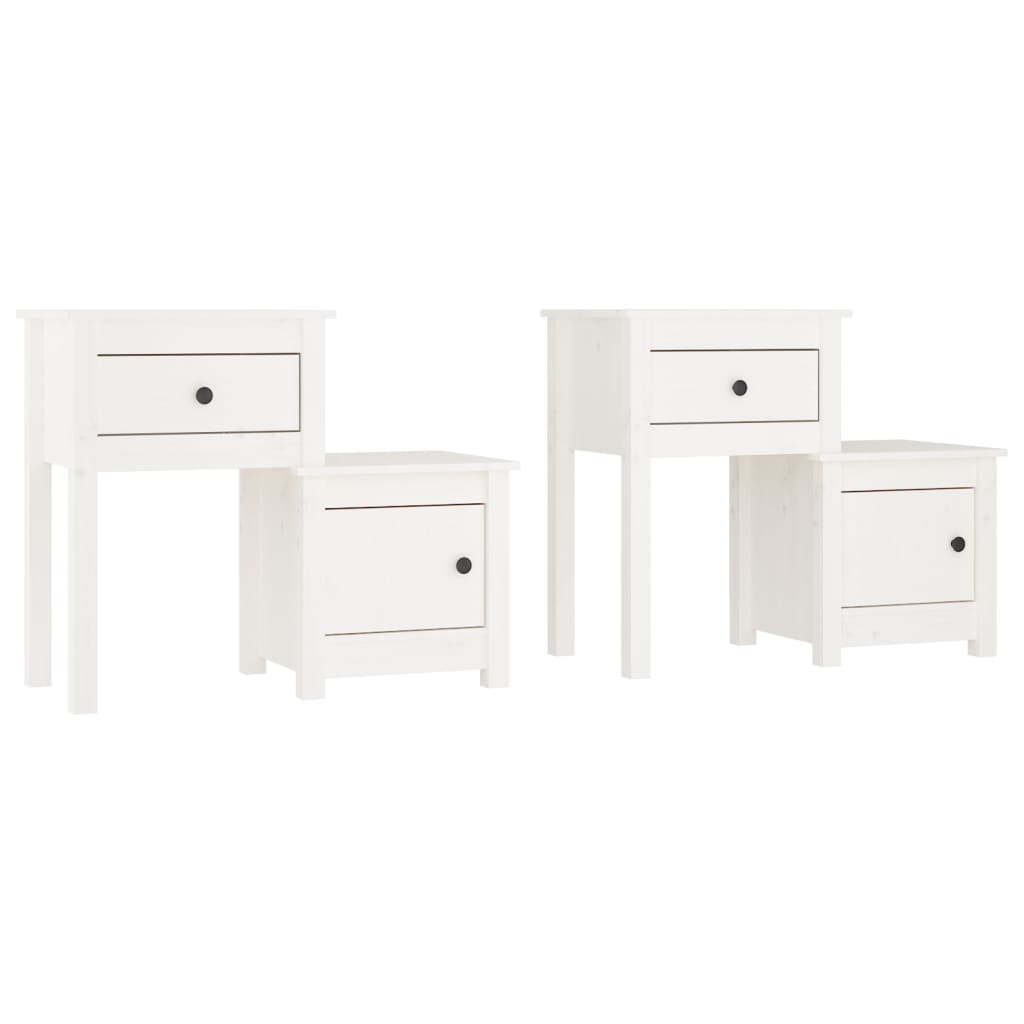 Nattbord 2 stk hvit 79,5x38x65,5 heltre furu