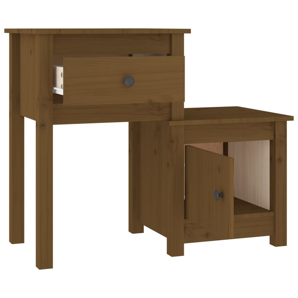 Nattbord 2 stk honningbrun 79,5x38x65,5 cm heltre furu