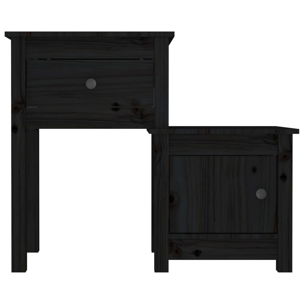 Nattbord 2 stk svart 79,5x38x65,5 heltre furu