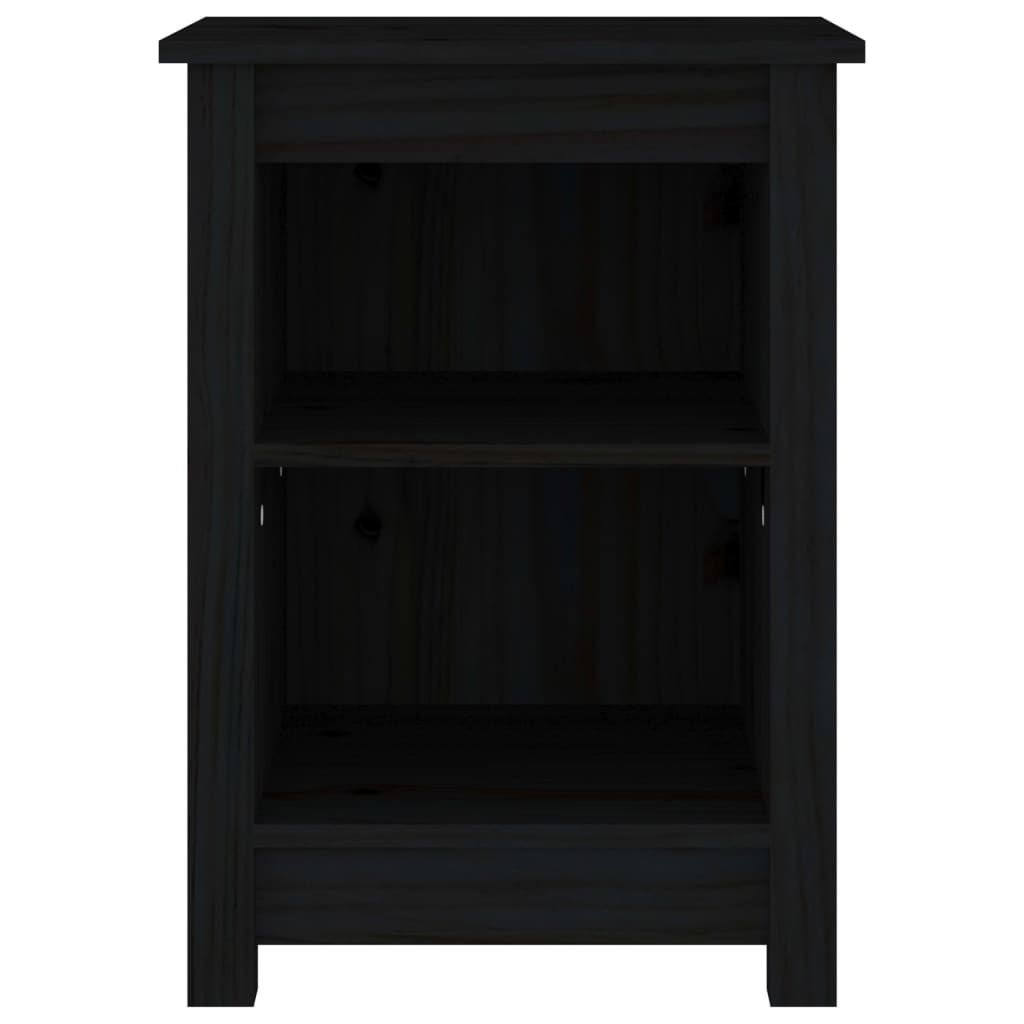 Nattbord svart 40x35x55 cm heltre furu