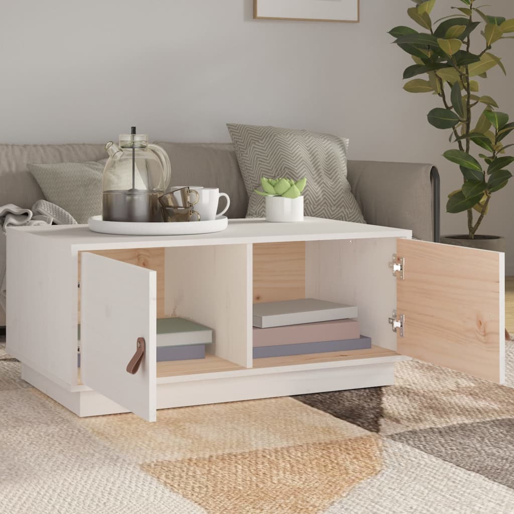 Salongbord hvit 80x50x35 cm heltre furu
