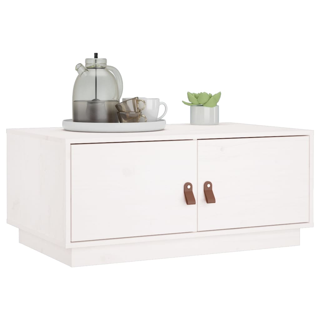 Salongbord hvit 80x50x35 cm heltre furu