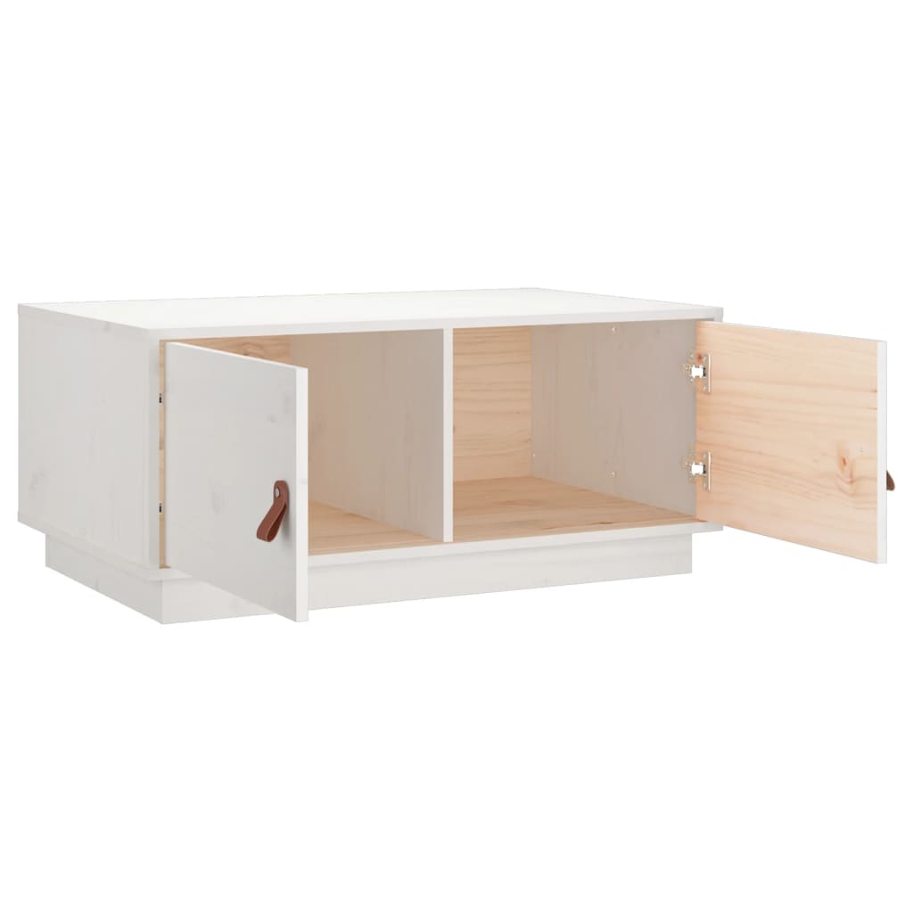 Salongbord hvit 80x50x35 cm heltre furu