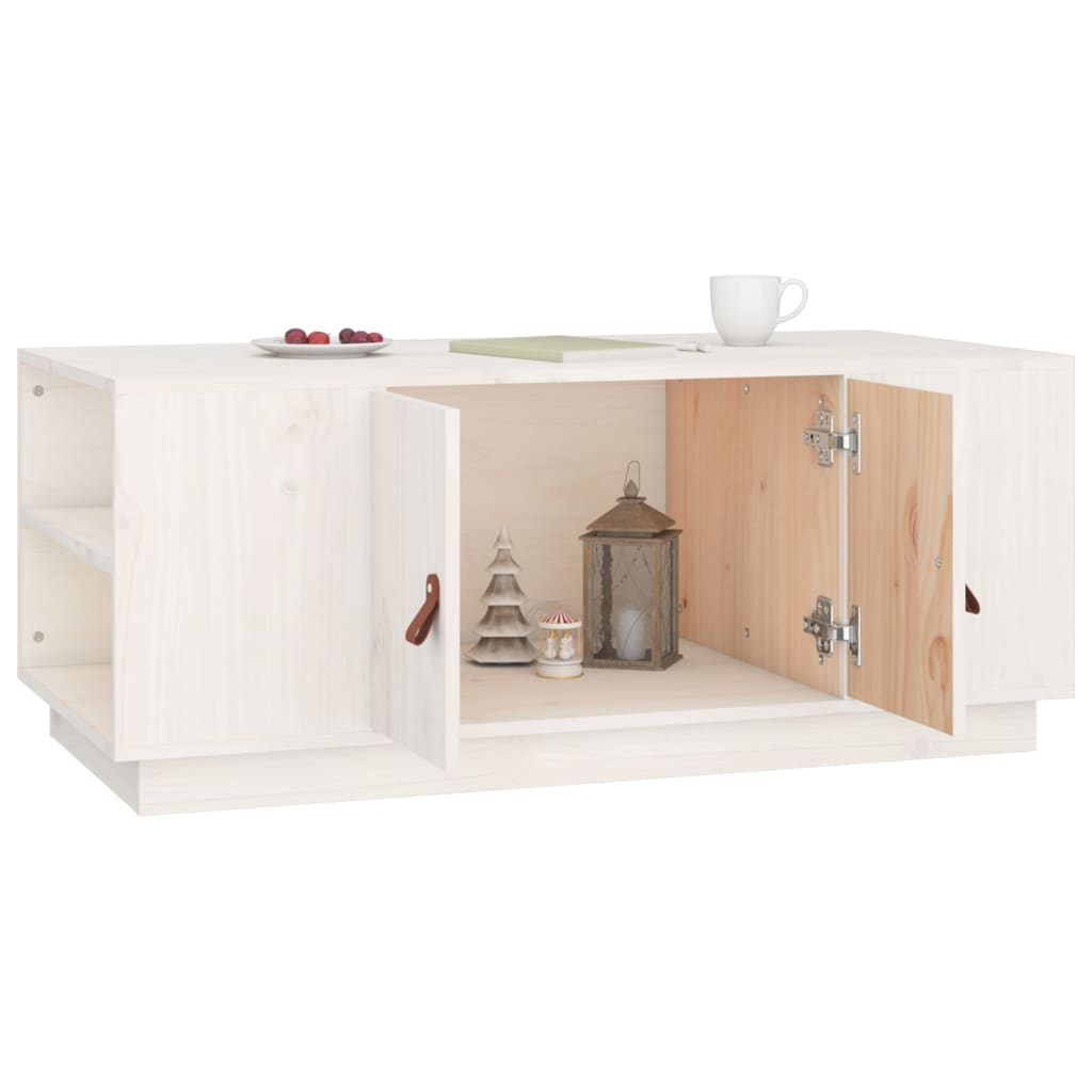 Salongbord hvit 100x50x41 cm heltre furu