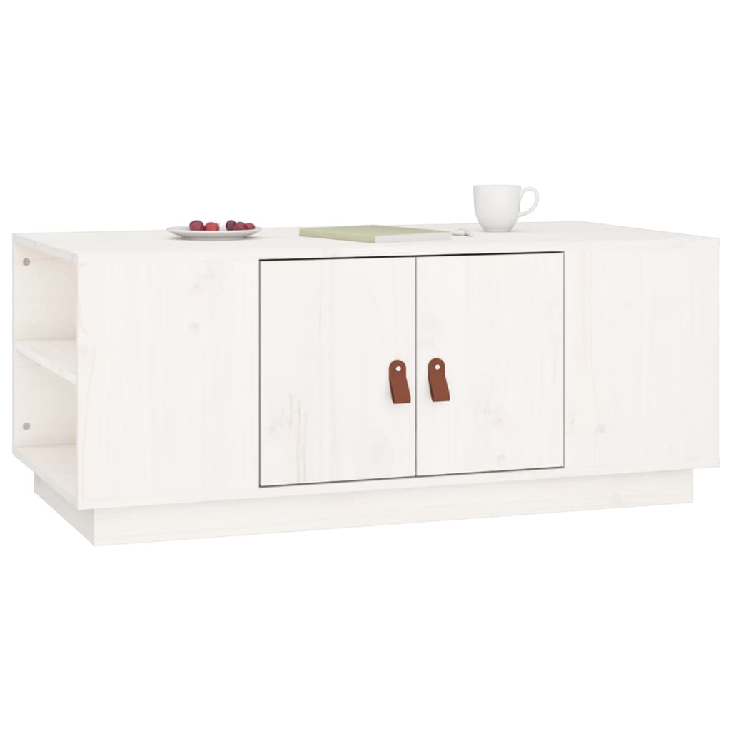 Salongbord hvit 100x50x41 cm heltre furu
