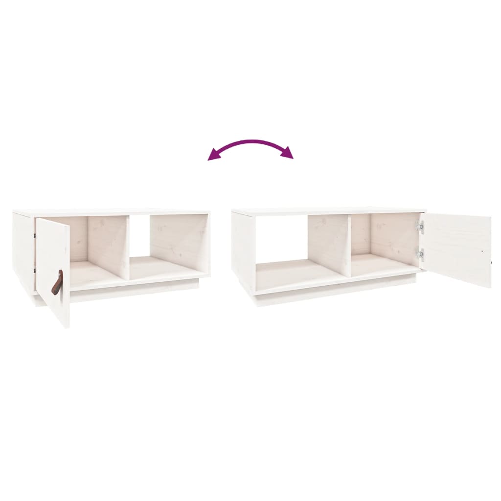 Salongbord hvit 80x50x35,5 cm heltre furu