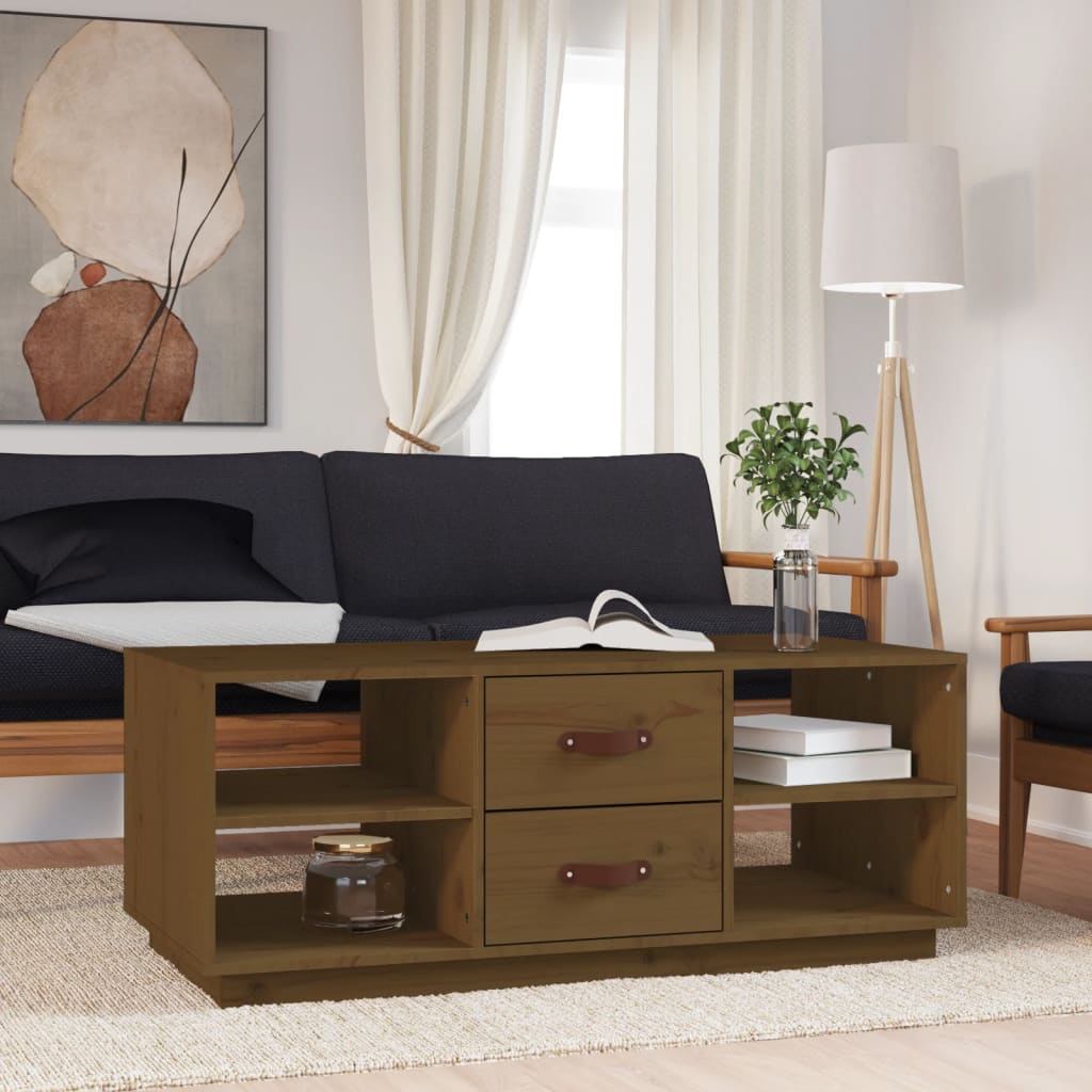 Salongbord honningbrun 100x50x41 cm heltre furu