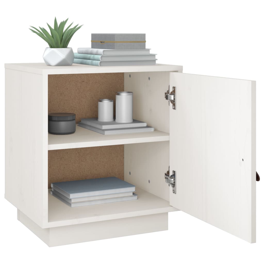 Nattbord hvit 40x34x45 cm heltre furu