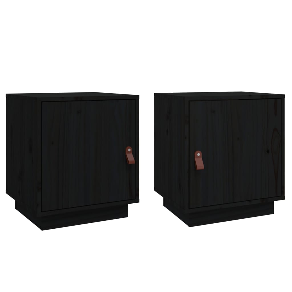 Nattbord 2 stk svart 40x34x45 cm heltre furu