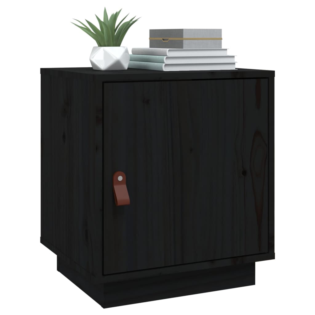 Nattbord 2 stk svart 40x34x45 cm heltre furu