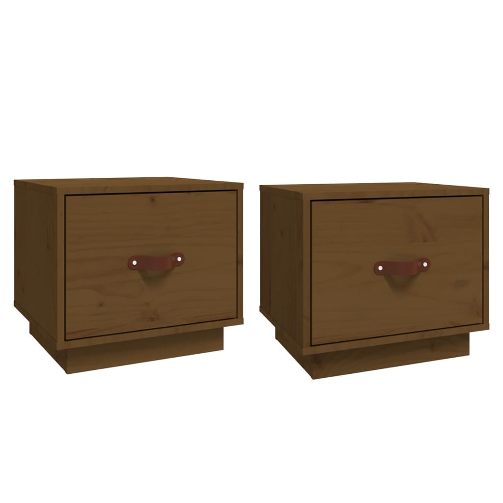 Nattbord 2 stk honningbrun 40x34x35 cm heltre furu