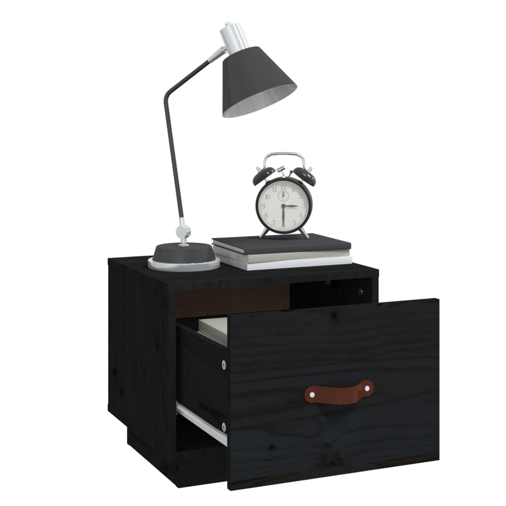 Nattbord 2 stk svart 40x34x35 heltre furu