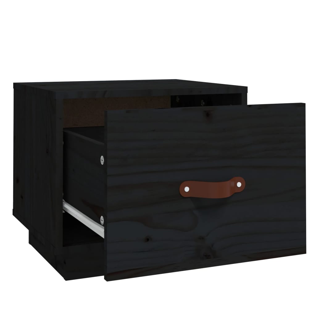 Nattbord 2 stk svart 40x34x35 heltre furu