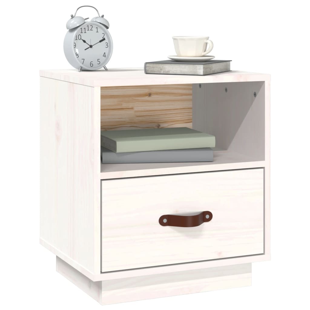 Nattbord hvit 40x34x45 cm heltre furu