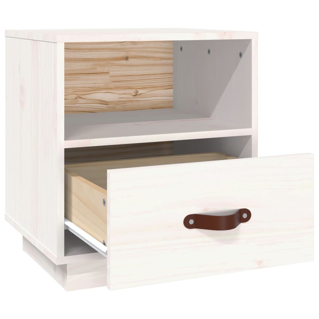 Nattbord hvit 40x34x45 cm heltre furu