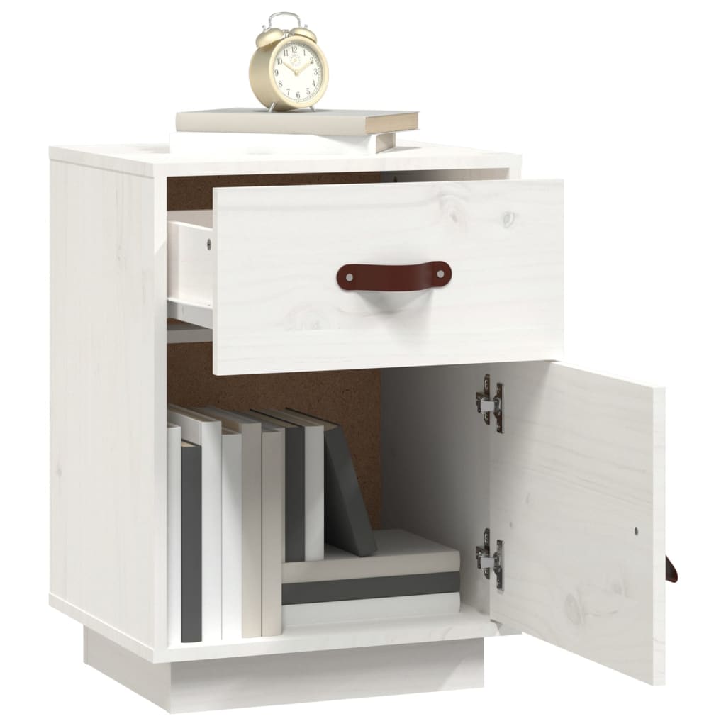 Nattbord hvit 40x34x55 cm heltre furu