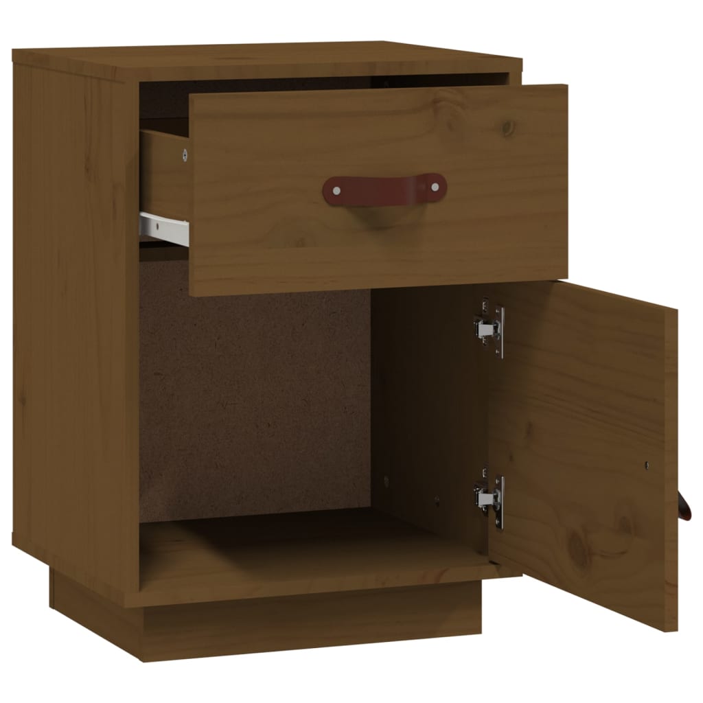 Nattbord 2 stk honningbrun 40x34x55 cm heltre furu