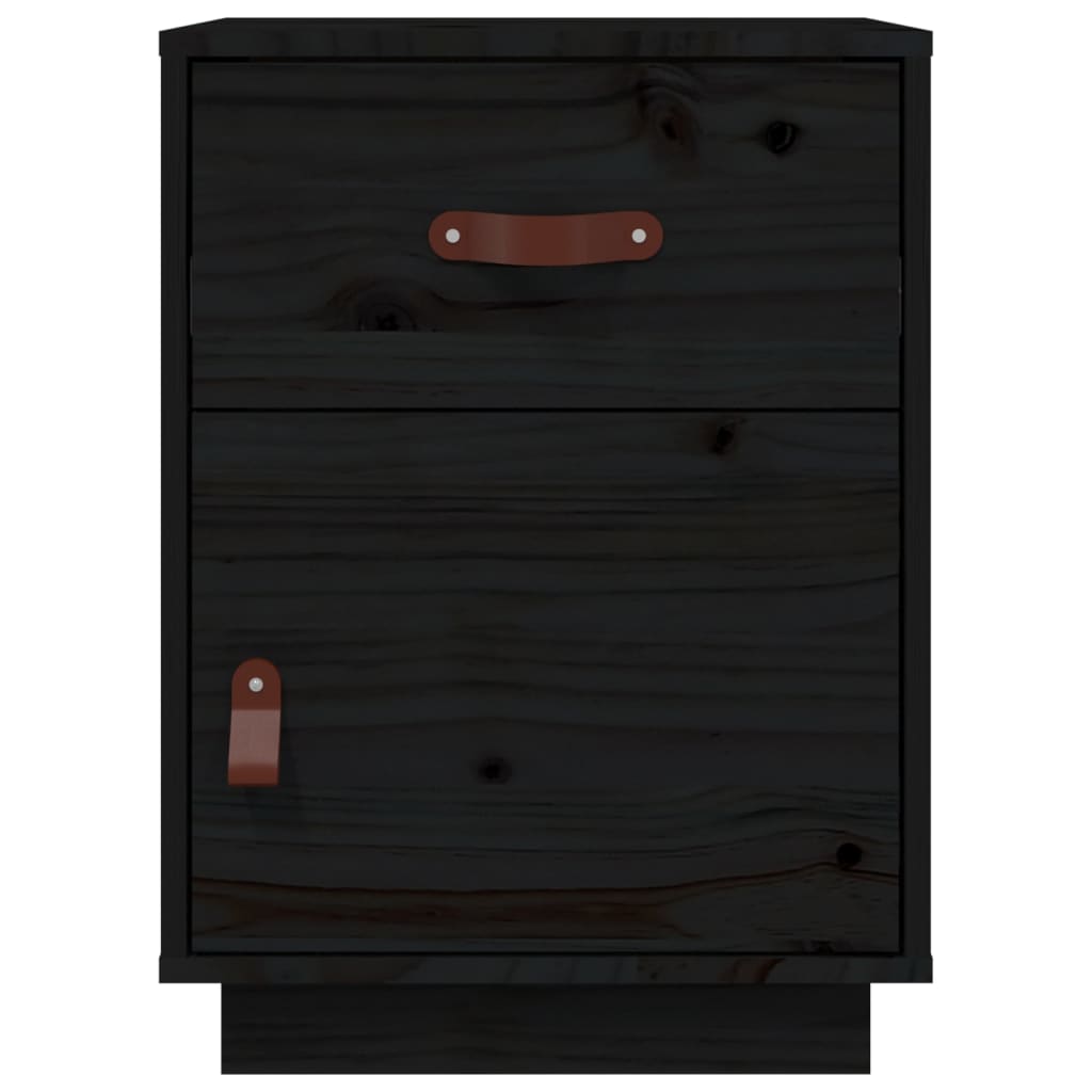 Nattbord 2 stk svart 40x34x55 cm heltre furu