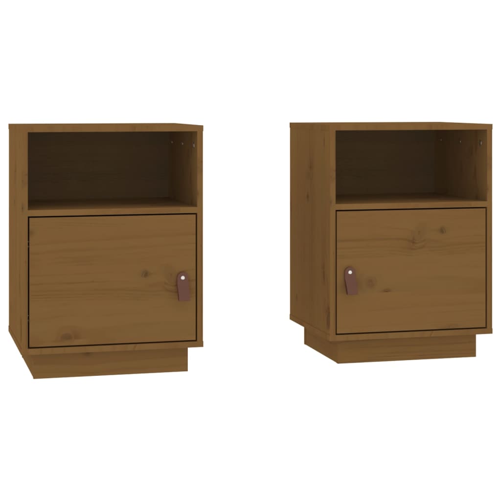 Nattbord 2 stk honningbrun 40x34x55 cm heltre furu