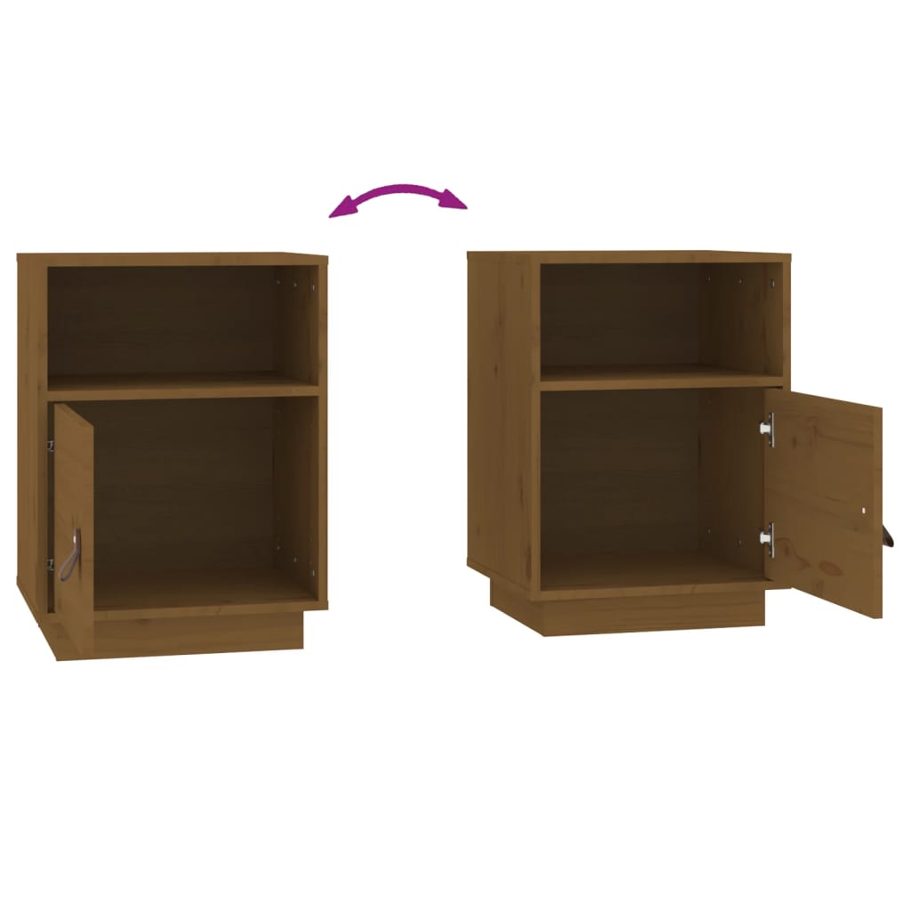 Nattbord 2 stk honningbrun 40x34x55 cm heltre furu